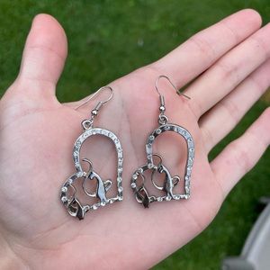 baby phat bejeweled heart earrings